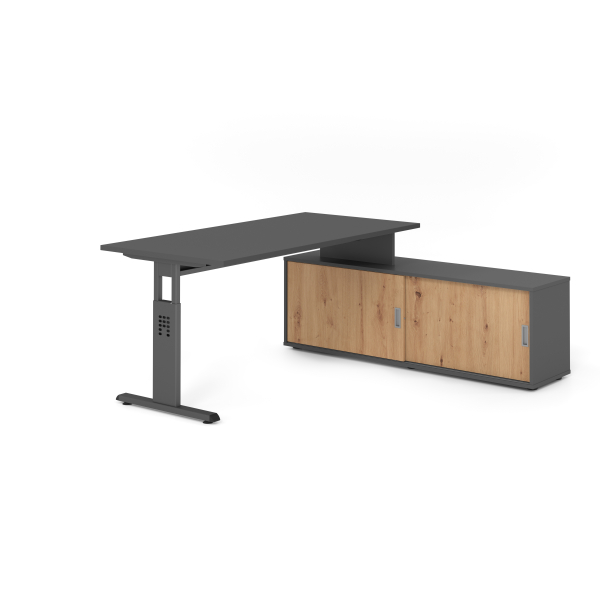 4032062331682 - Schreibtischkombination VOS manuell höhenverstellbar 78cm (H) 160x80cm (BxT) Graphit   graphit 4032062331682 Hammerbacher