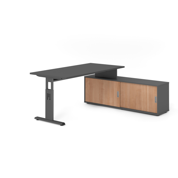 4032062331712 - Schreibtischkombination VOS manuell höhenverstellbar 78cm (H) 160x80cm (BxT) Graphit   graphit 4032062331712 Hammerbacher