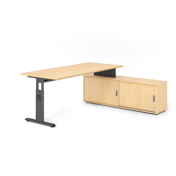 4032062331750 - Schreibtischkombination VOS manuell höhenverstellbar 78cm (H) 180x80cm (BxT) ahorn   graphit 4032062331750 Hammerbacher