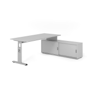 Schreibtischkombination VOS, manuell h&ouml;henverstellbar 78cm (H), 180x80cm (BxT), grau / silber