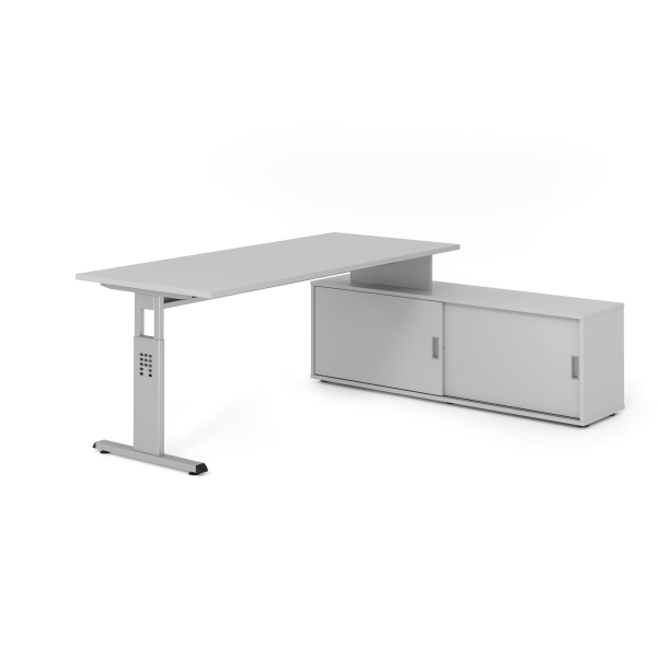 4032062331774 - Schreibtischkombination VOS manuell höhenverstellbar 78cm (H) 180x80cm (BxT) Grau   silber 4032062331774 Hammerbacher