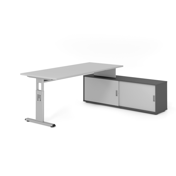 4032062331781 - Schreibtischkombination VOS manuell höhenverstellbar 78cm (H) 180x80cm (BxT) Grau   silber 4032062331781 Hammerbacher