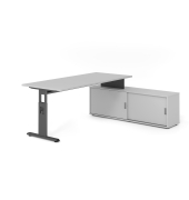 Schreibtischkombination VOS, manuell h&ouml;henverstellbar 78cm (H), 180x80cm (BxT), grau / graphit