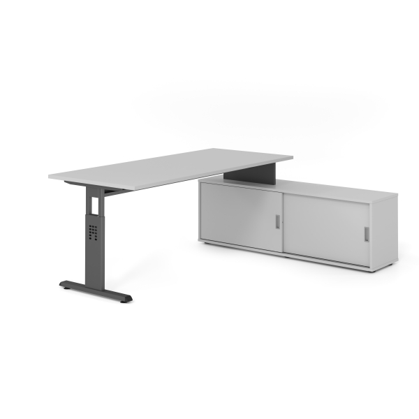 4032062331798 - Schreibtischkombination VOS manuell höhenverstellbar 78cm (H) 180x80cm (BxT) Grau   graphit 4032062331798 Hammerbacher