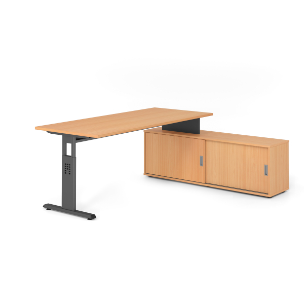 4032062331835 - Schreibtischkombination VOS manuell höhenverstellbar 78cm (H) 180x80cm (BxT) buche   graphit 4032062331835 Hammerbacher