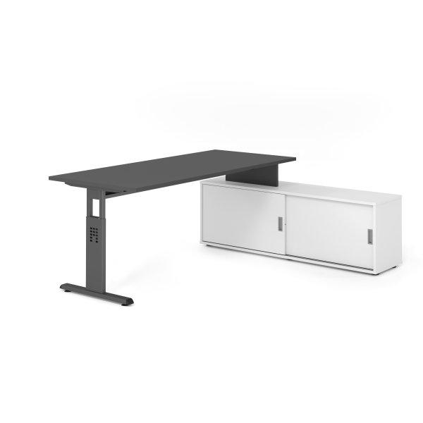 4032062331941 - Schreibtischkombination VOS manuell höhenverstellbar 78cm (H) 180x80cm (BxT) Graphit   graphit 4032062331941 Hammerbacher
