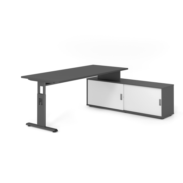 4032062331958 - Schreibtischkombination VOS manuell höhenverstellbar 78cm (H) 180x80cm (BxT) Graphit   graphit 4032062331958 Hammerbacher