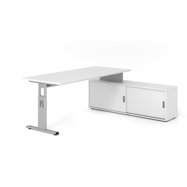 4032062331989 - Schreibtischkombination VOS manuell höhenverstellbar 78cm (H) 180x80cm (BxT) Weiß   silber 4032062331989 Hammerbacher