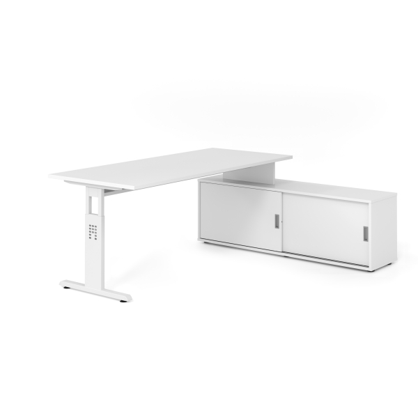 4032062332023 - Schreibtischkombination VOS manuell höhenverstellbar 78cm (H) 180x80cm (BxT) Weiß   weiß 4032062332023 Hammerbacher