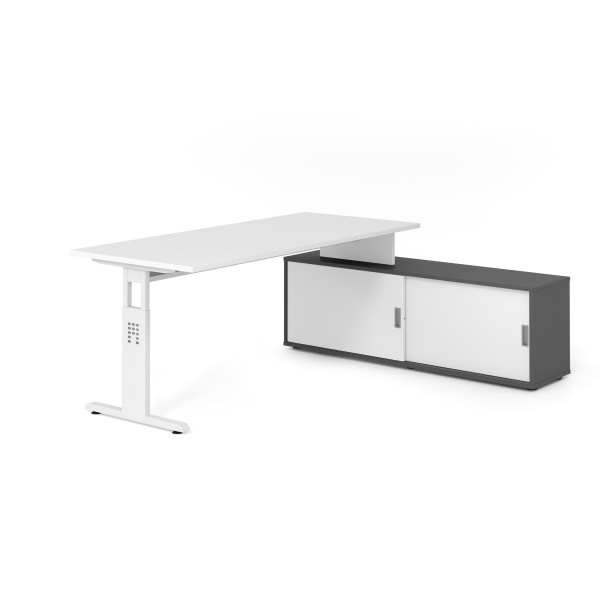 4032062332030 - Schreibtischkombination VOS manuell höhenverstellbar 78cm (H) 180x80cm (BxT) Weiß   weiß 4032062332030 Hammerbacher