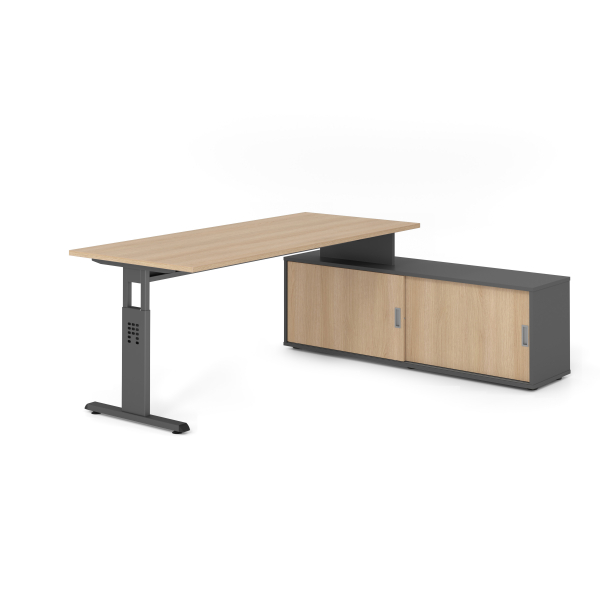 4032062332061 - Schreibtischkombination VOS manuell höhenverstellbar 78cm (H) 180x80cm (BxT) Eiche   graphit 4032062332061 Hammerbacher