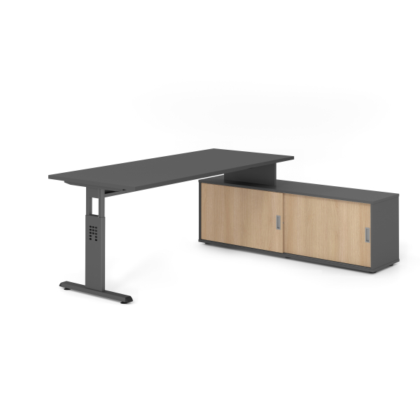 4032062332139 - Schreibtischkombination VOS manuell höhenverstellbar 78cm (H) 180x80cm (BxT) Graphit   graphit 4032062332139 Hammerbacher
