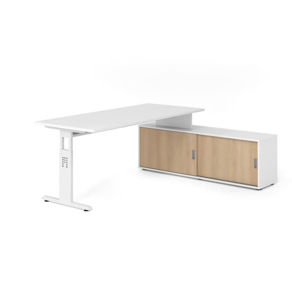 4032062332153 - Schreibtischkombination VOS manuell höhenverstellbar 78cm (H) 180x80cm (BxT) Weiß   weiß 4032062332153 Hammerbacher