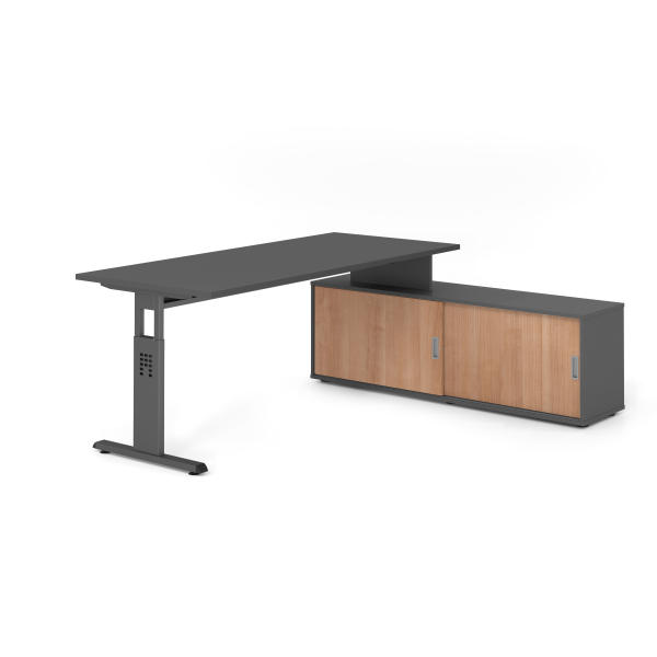 4032062332207 - Schreibtischkombination VOS manuell höhenverstellbar 78cm (H) 180x80cm (BxT) Graphit   graphit 4032062332207 Hammerbacher