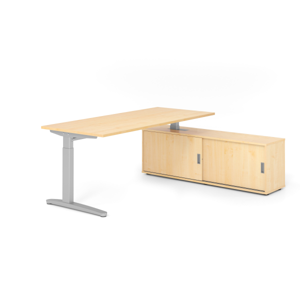 4032062332955 - Schreibtischkombination VXB manuell höhenverstellbar 85cm (H) 180x80cm (BxT) ahorn   silber 4032062332955 Hammerbacher