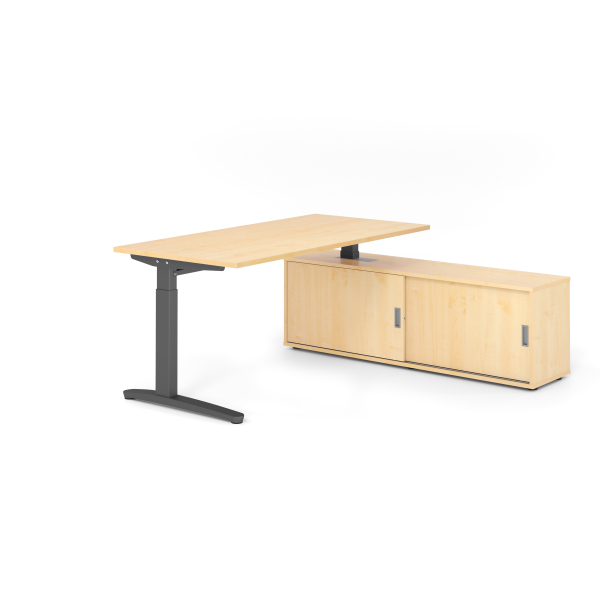 4032062332962 - Schreibtischkombination VXB manuell höhenverstellbar 85cm (H) 160x80cm (BxT) ahorn   graphit 4032062332962 Hammerbacher