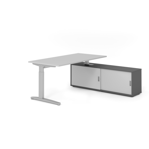 4032062332993 - Schreibtischkombination VXB manuell höhenverstellbar 85cm (H) 160x80cm (BxT) Grau   silber 4032062332993 Hammerbacher