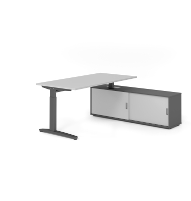 Schreibtischkombination VXB, manuell h&ouml;henverstellbar 85cm (H), 160x80cm (BxT), grau / graphit