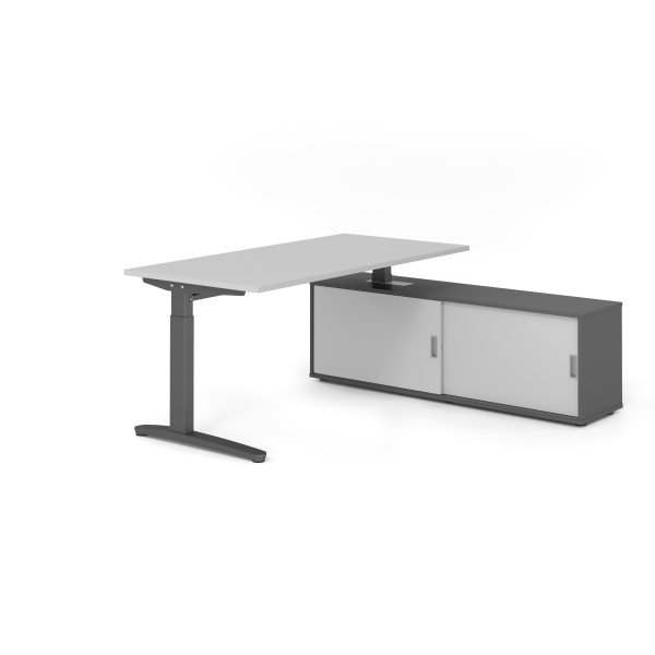 4032062333013 - Schreibtischkombination VXB manuell höhenverstellbar 85cm (H) 160x80cm (BxT) Grau   graphit 4032062333013 Hammerbacher