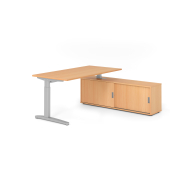 Schreibtischkombination VXB, manuell h&ouml;henverstellbar 85cm (H), 160x80cm (BxT), buche / silber