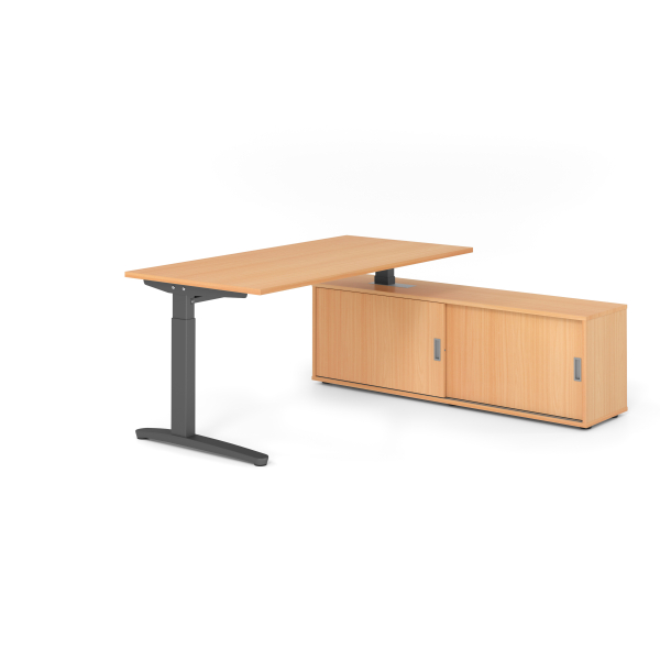 4032062333044 - Schreibtischkombination VXB manuell höhenverstellbar 85cm (H) 160x80cm (BxT) buche   graphit 4032062333044 Hammerbacher