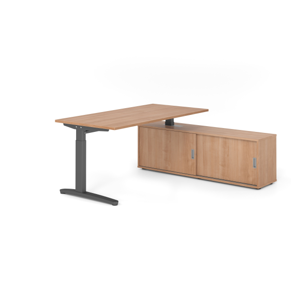 4032062333099 - Schreibtischkombination VXB manuell höhenverstellbar 85cm (H) 160x80cm (BxT) Nussbaum   graphit 4032062333099 Hammerbacher