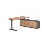 Schreibtischkombination VXB, manuell h&ouml;henverstellbar 85cm (H), 160x80cm (BxT), nussbaum / graphit