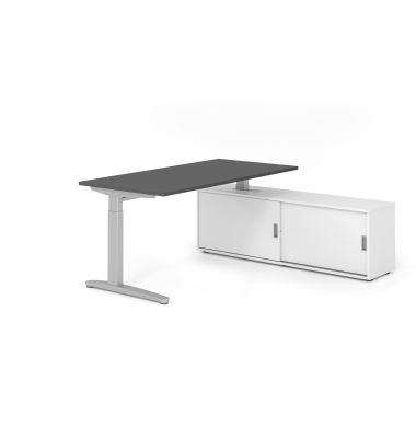Schreibtischkombination VXB, manuell h&ouml;henverstellbar 85cm (H), 160x80cm (BxT), graphit / silber