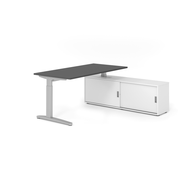 4032062333136 - Schreibtischkombination VXB manuell höhenverstellbar 85cm (H) 160x80cm (BxT) Graphit   silber 4032062333136 Hammerbacher