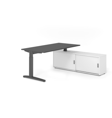 Schreibtischkombination VXB, manuell h&ouml;henverstellbar 85cm (H), 160x80cm (BxT), graphit / graphit