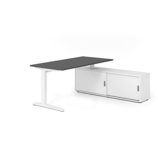 4032062333174 - Schreibtischkombination VXB manuell höhenverstellbar 85cm (H) 160x80cm (BxT) Graphit   weiß 4032062333174 Hammerbacher