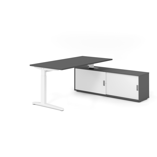 4032062333181 - Schreibtischkombination VXB manuell höhenverstellbar 85cm (H) 160x80cm (BxT) Graphit   weiß 4032062333181 Hammerbacher