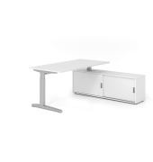 Schreibtischkombination VXB, manuell h&ouml;henverstellbar 85cm (H), 160x80cm (BxT), wei&szlig; / silber