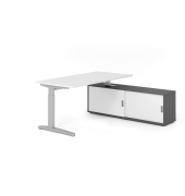 Schreibtischkombination VXB, manuell h&ouml;henverstellbar 85cm (H), 160x80cm (BxT), wei&szlig; / silber