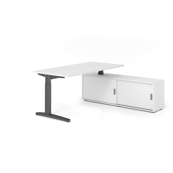 4032062333211 - Schreibtischkombination VXB manuell höhenverstellbar 85cm (H) 160x80cm (BxT) Weiß   graphit 4032062333211 Hammerbacher