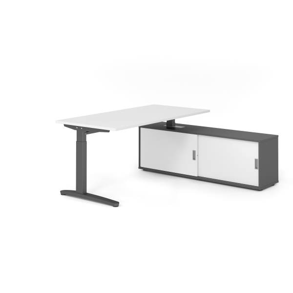 4032062333228 - Schreibtischkombination VXB manuell höhenverstellbar 85cm (H) 160x80cm (BxT) Weiß   graphit 4032062333228 Hammerbacher