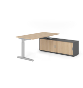 Schreibtischkombination VXB, manuell h&ouml;henverstellbar 85cm (H), 160x80cm (BxT), eiche / silber