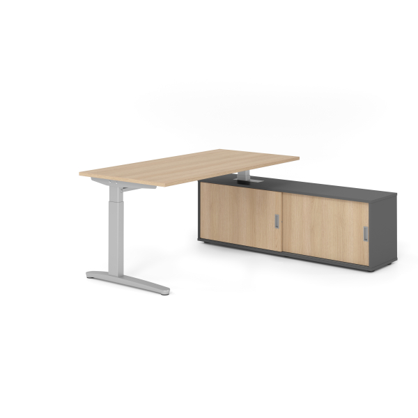 4032062333266 - Schreibtischkombination VXB manuell höhenverstellbar 85cm (H) 160x80cm (BxT) Eiche   silber 4032062333266 Hammerbacher