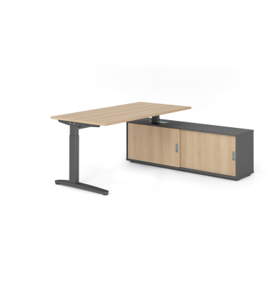 Schreibtischkombination VXB, manuell h&ouml;henverstellbar 85cm (H), 160x80cm (BxT), eiche / graphit