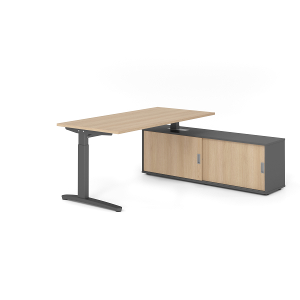 4032062333273 - Schreibtischkombination VXB manuell höhenverstellbar 85cm (H) 160x80cm (BxT) Eiche   graphit 4032062333273 Hammerbacher