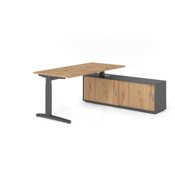 4032062333310 - Schreibtischkombination VXB manuell höhenverstellbar 85cm (H) 160x80cm (BxT) Asteiche   graphit 4032062333310 Hammerbacher