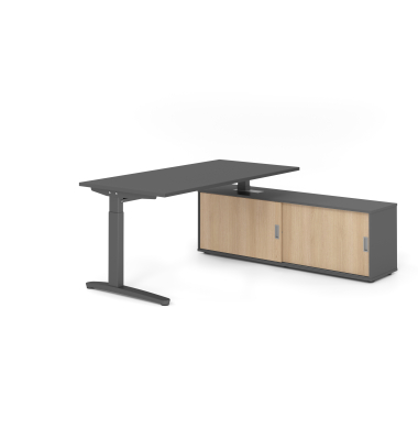 Schreibtischkombination VXB, manuell h&ouml;henverstellbar 85cm (H), 160x80cm (BxT), graphit / graphit