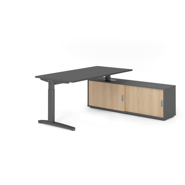 4032062333341 - Schreibtischkombination VXB manuell höhenverstellbar 85cm (H) 160x80cm (BxT) Graphit   graphit 4032062333341 Hammerbacher