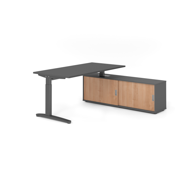 4032062333419 - Schreibtischkombination VXB manuell höhenverstellbar 85cm (H) 160x80cm (BxT) Graphit   graphit 4032062333419 Hammerbacher