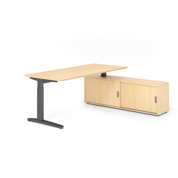 4032062333457 - Schreibtischkombination VXB manuell höhenverstellbar 85cm (H) 180x80cm (BxT) ahorn   graphit 4032062333457 Hammerbacher