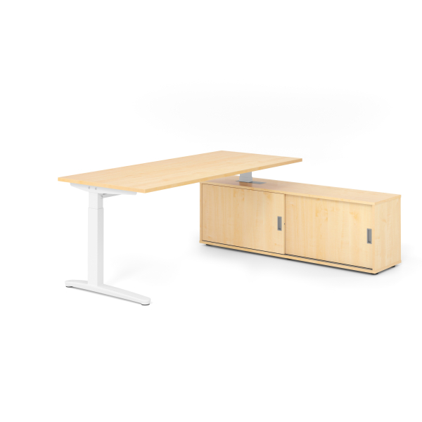 4032062333464 - Schreibtischkombination VXB manuell höhenverstellbar 85cm (H) 180x80cm (BxT) ahorn   weiß 4032062333464 Hammerbacher