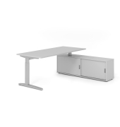 Schreibtischkombination VXB, manuell h&ouml;henverstellbar 85cm (H), 180x80cm (BxT), grau / silber