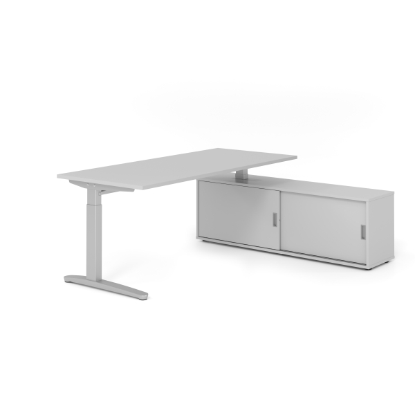 4032062333471 - Schreibtischkombination VXB manuell höhenverstellbar 85cm (H) 180x80cm (BxT) Grau   silber 4032062333471 Hammerbacher