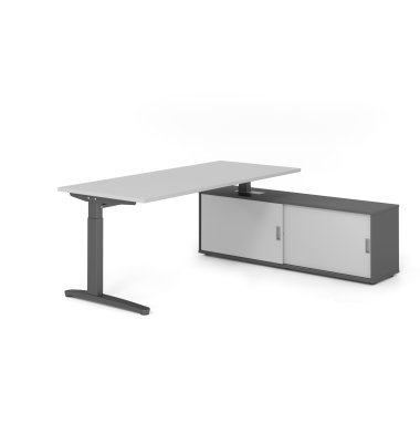 Schreibtischkombination VXB, manuell h&ouml;henverstellbar 85cm (H), 180x80cm (BxT), grau / graphit