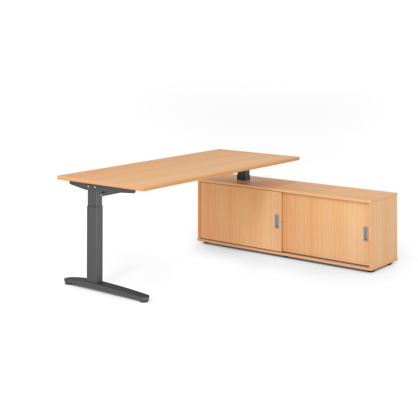 4032062333532 - Schreibtischkombination VXB manuell höhenverstellbar 85cm (H) 180x80cm (BxT) buche   graphit 4032062333532 Hammerbacher